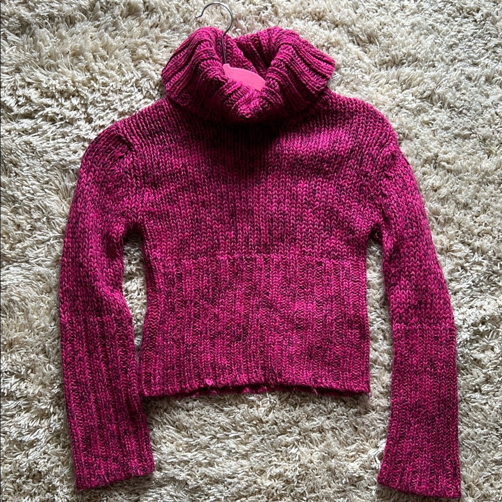 pink knit turtleneck